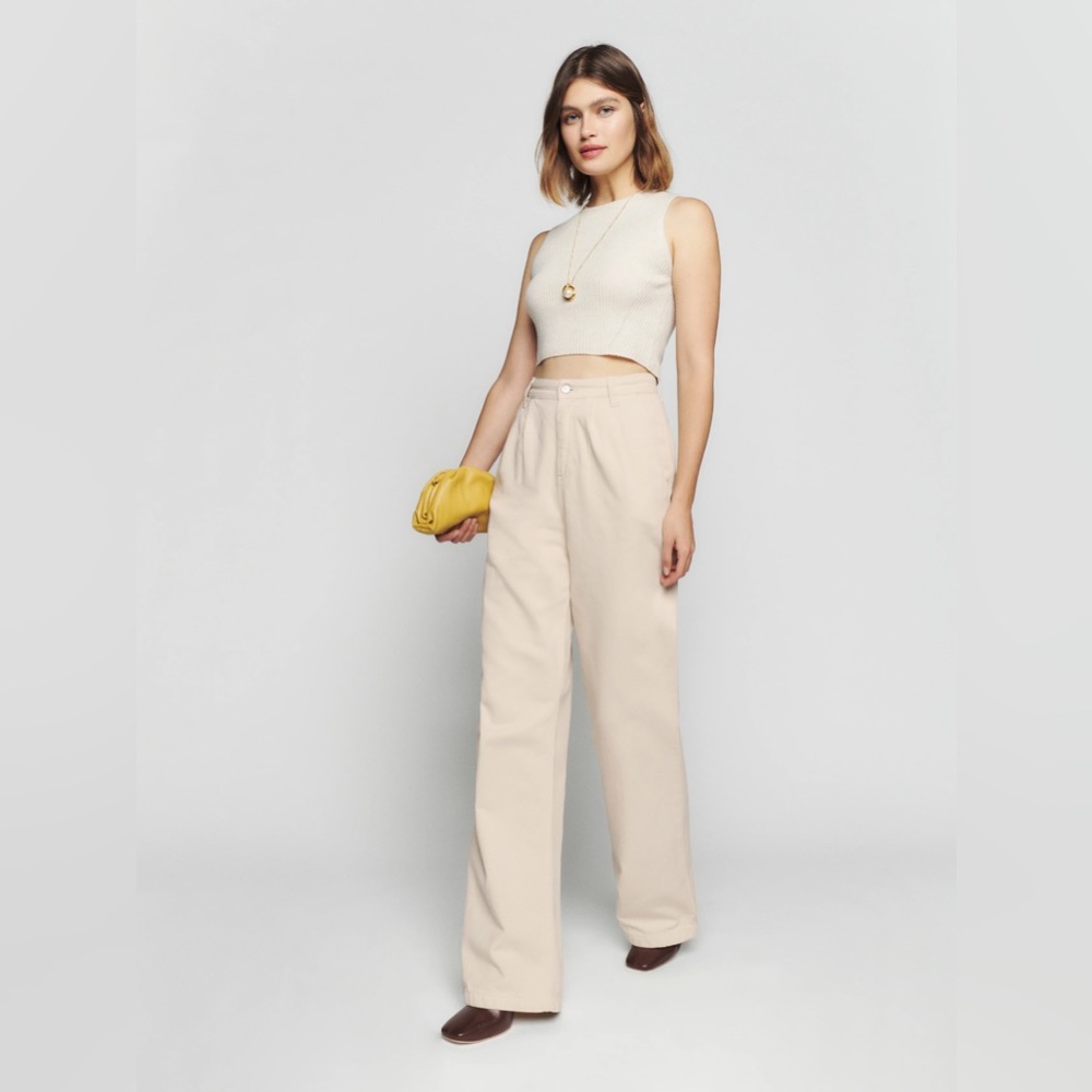 Reformation Montauk Pleated High Rise Twill Pants